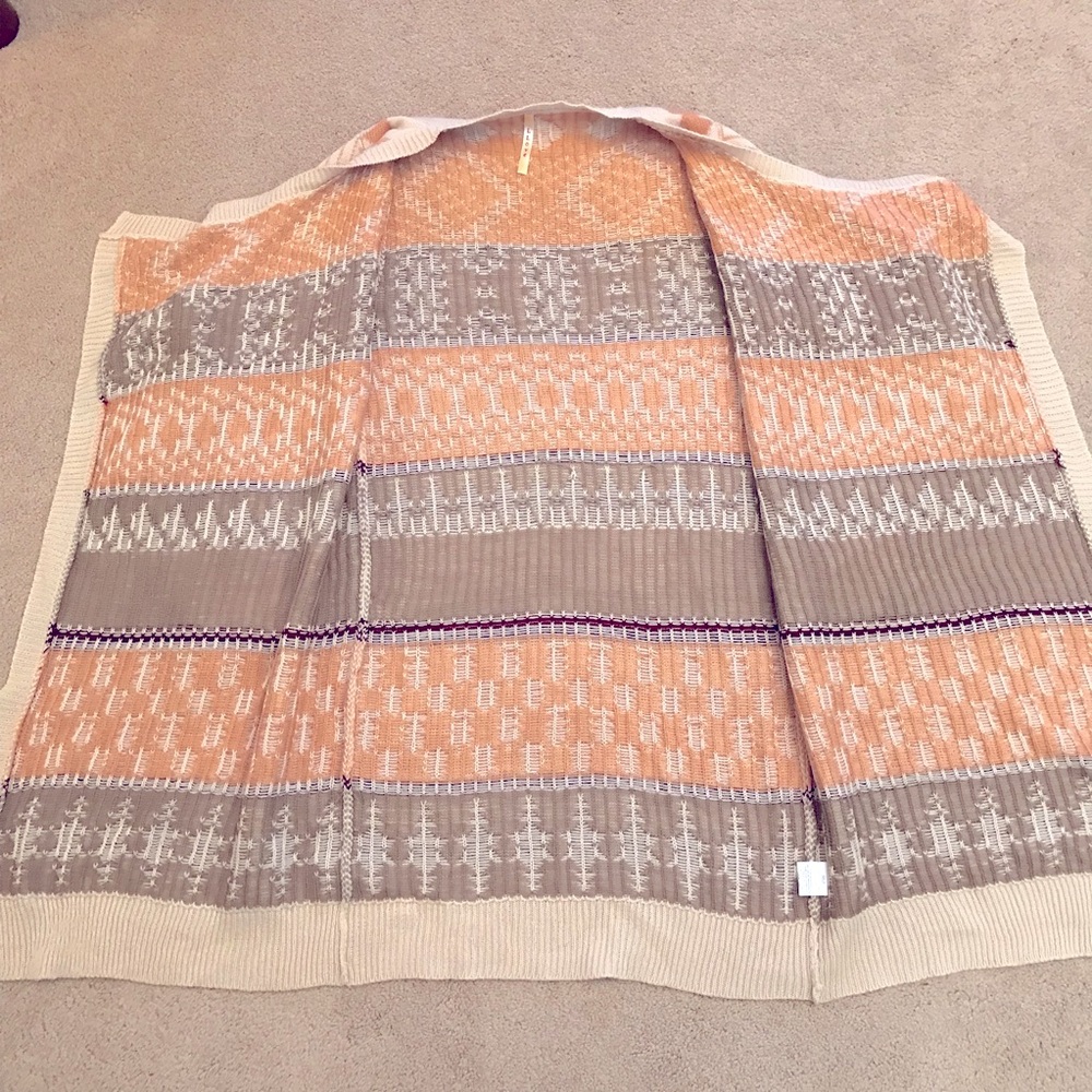 LLove Long Cardigan Sweater Womens Size Medium Large Beige Peach Open Front Knit - Picture 5 of 12